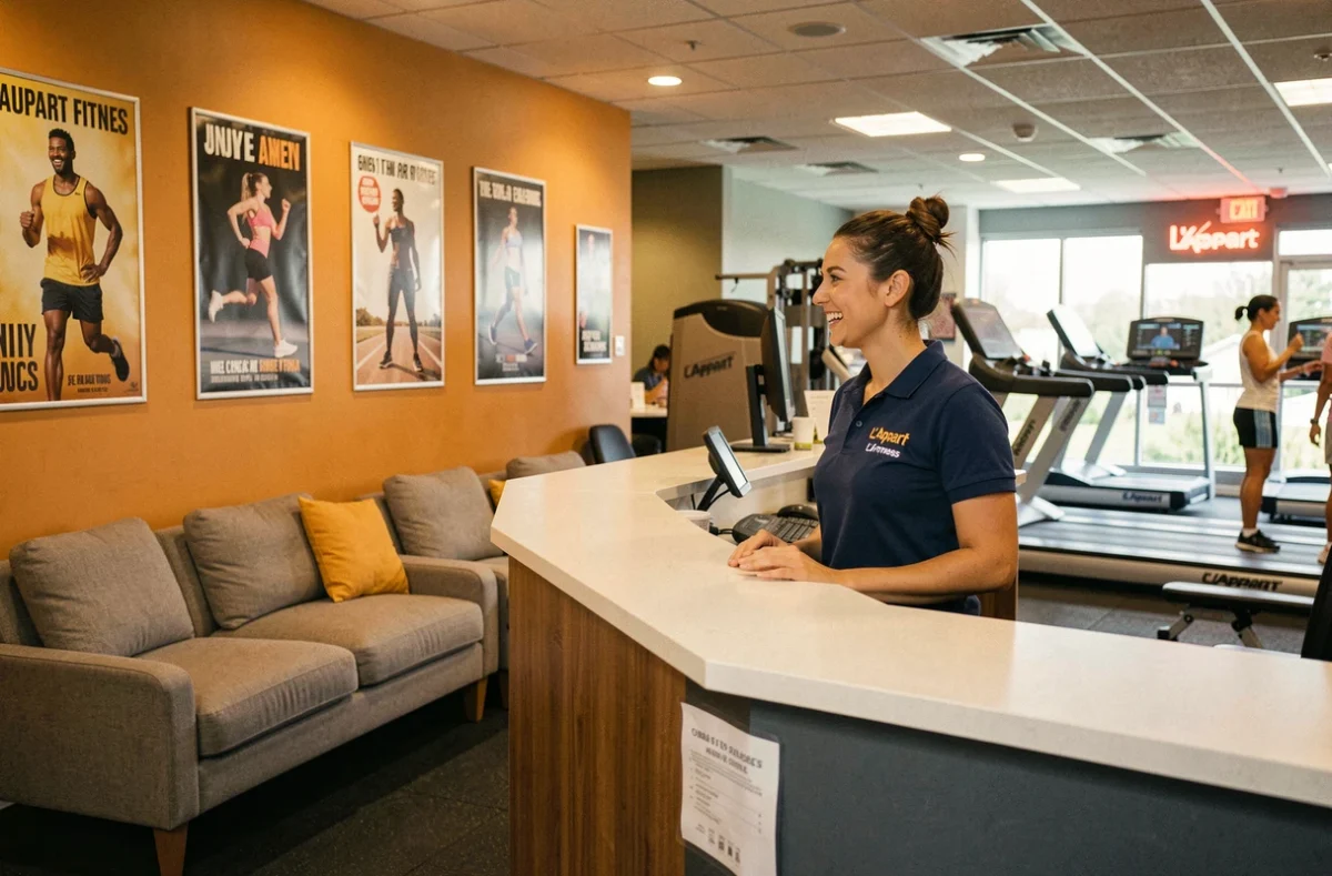 Accueil chaleureux et espace cardio de la salle L'Appart Fitness au Mans