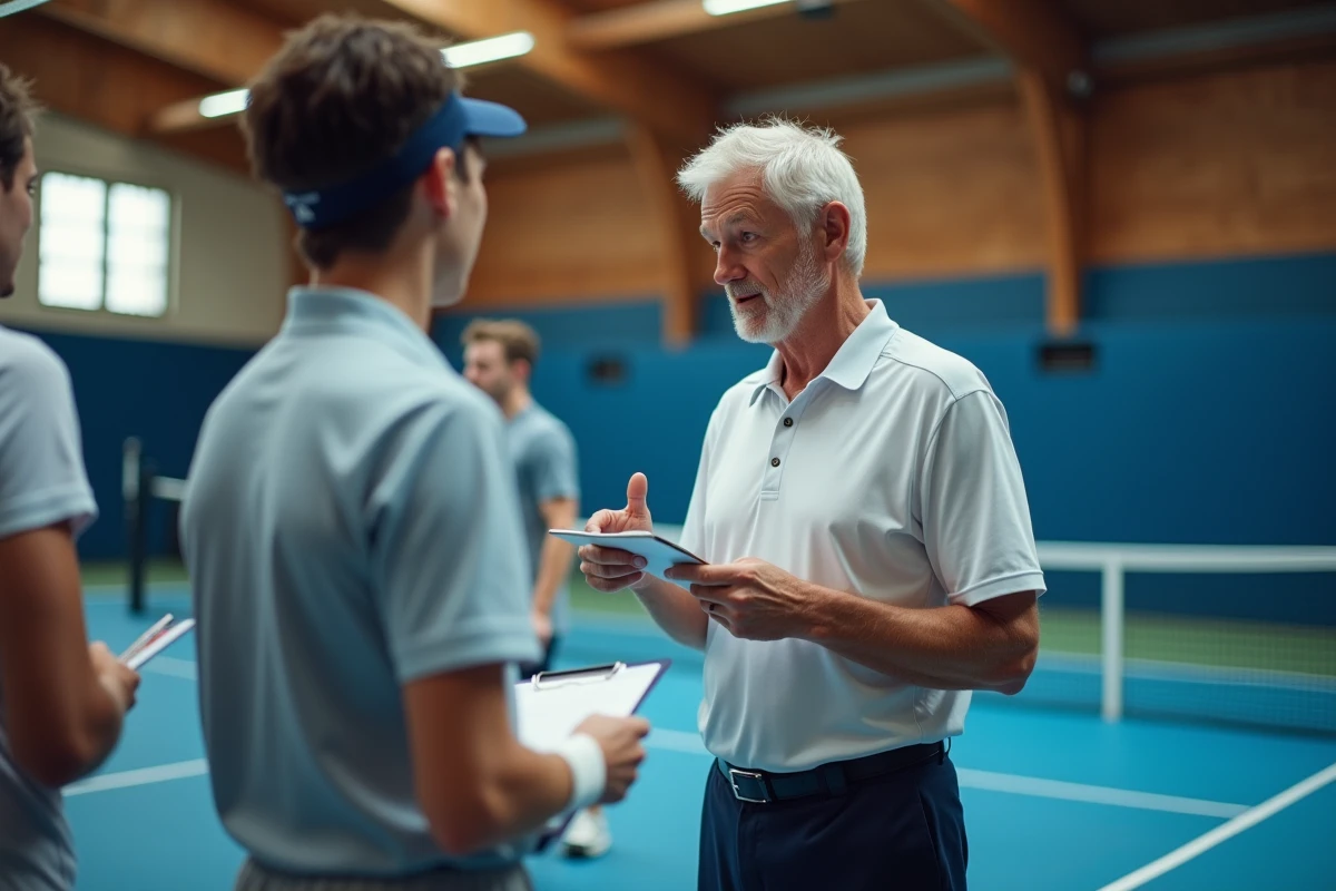 Arbitre discutant avec des joueurs amateurs lors d