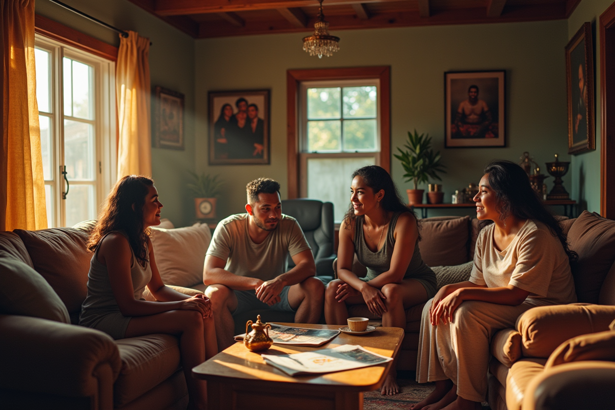 Famille samoane fière autour de souvenirs de lutte