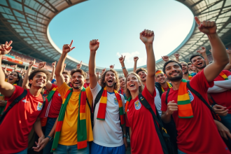 Fans de football enthousiastes devant le stade
