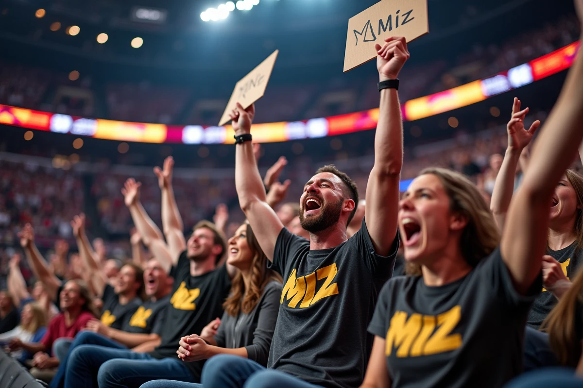 Fans passionnes dans l arena de catch avec pancartes