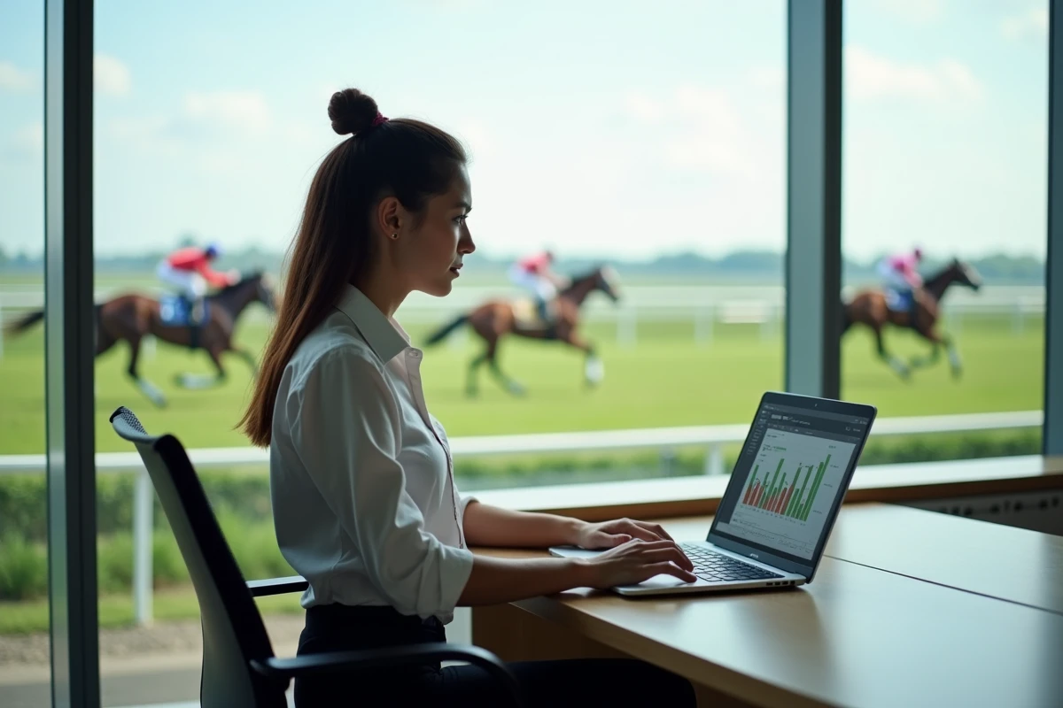 Jeune femme analysant résultats de course au bureau