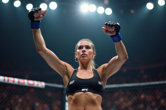 Femme combattante MMA confiante dans l'ufc dans l'octogone