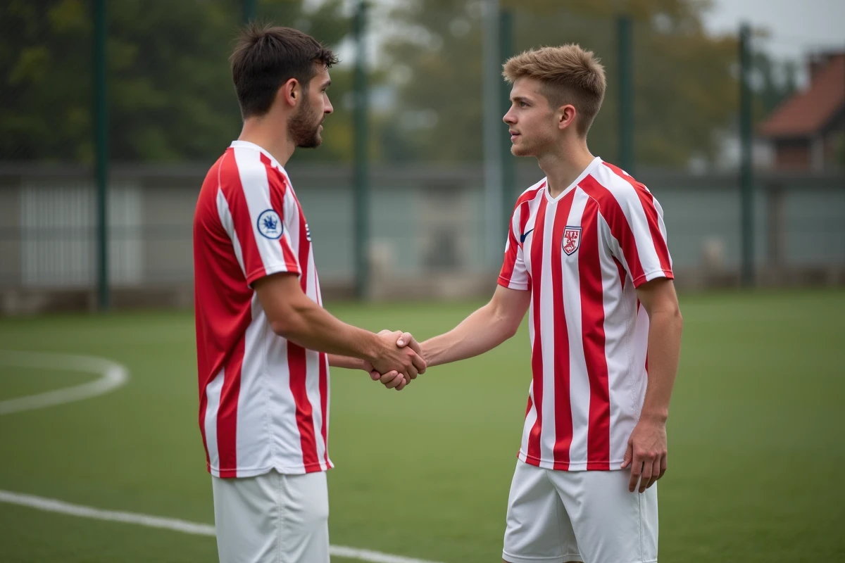 Jeunes joueurs se serrant la main après un match de football