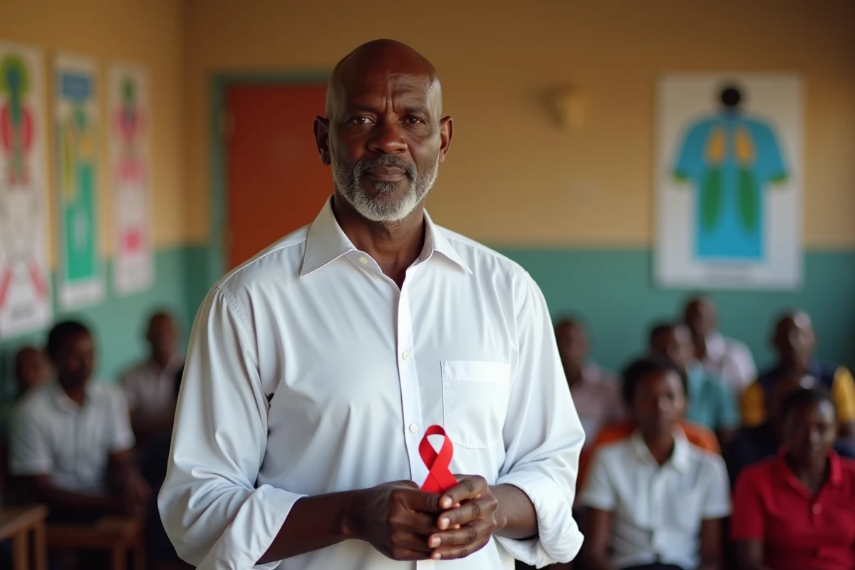 Homme africain en chemise blanche lors d'un événement communautaire