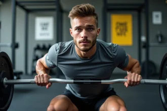 Jeune homme faisant un deadlift en salle de sport