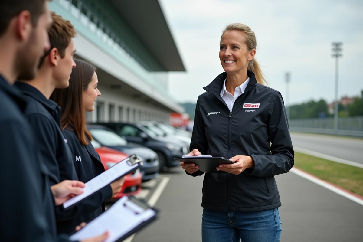 Femme instructrice avec groupe d