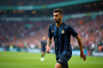 Joueur de l'Inter Milan en pleine course sur le terrain de Serie A lors d'un match crucial en 2026