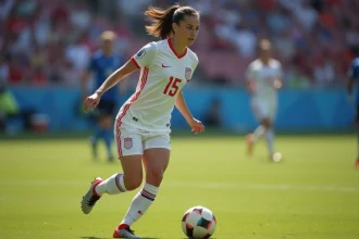 Joueuse de football américaine en action sur le terrain