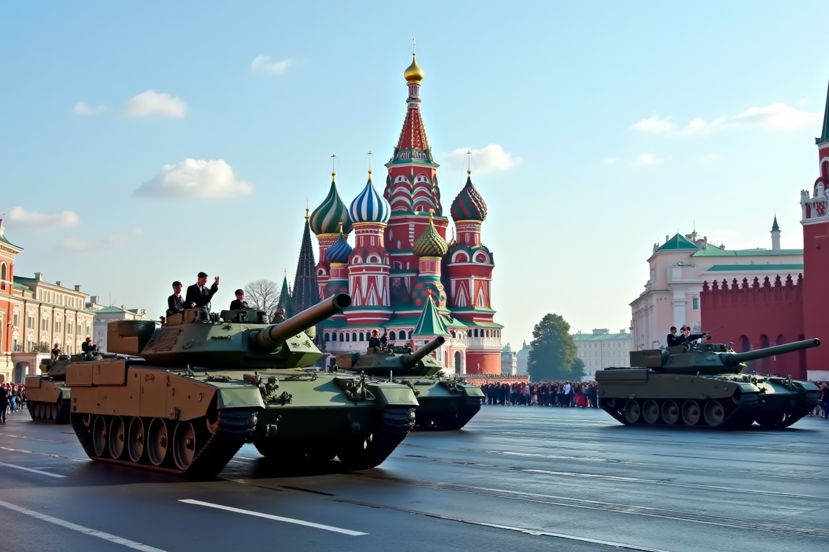 Défilé militaire impressionnant sur la place rouge à Moscou